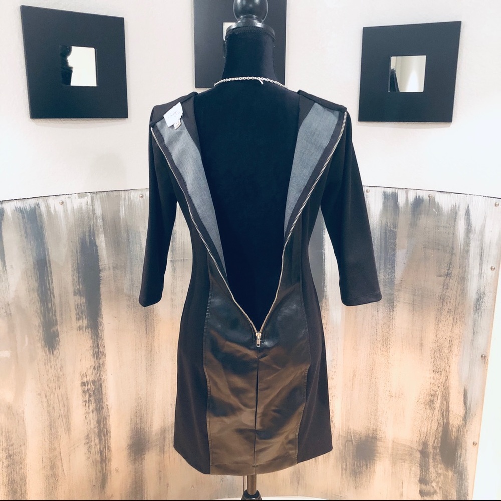 LBD Faux Leather Black Dress Sz 4 (B14) - Picture 6 of 6